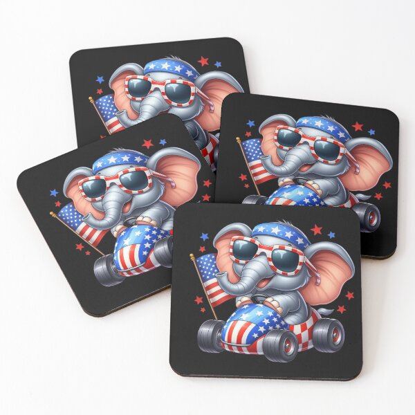 Item preview, The Patriotic Elephant in Karting designed and sold by AmigosFurEver.