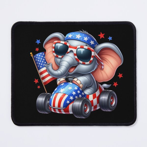 Item preview, The Patriotic Elephant in Karting designed and sold by AmigosFurEver.