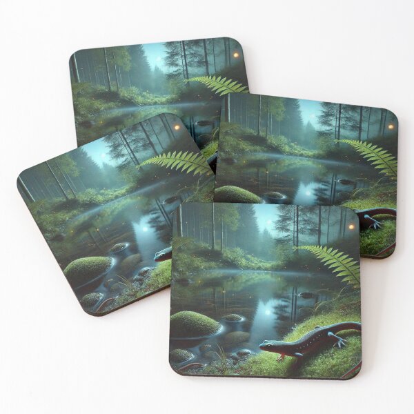 Item preview, Moonlit Newts: Night Pond Serenity designed and sold by NocturnalNook.