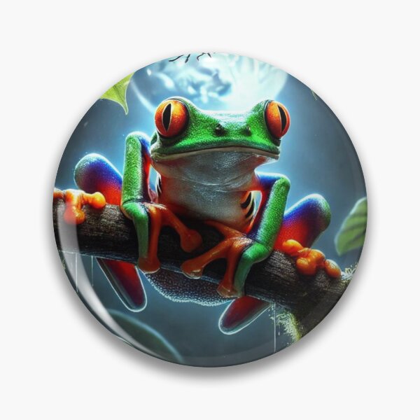 Item preview, Colorful Tree Frog Hunting at Night in the Jungle designed and sold by NocturnalNook.