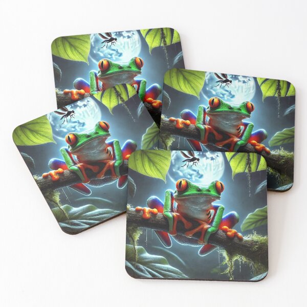 Item preview, Colorful Tree Frog Hunting at Night in the Jungle designed and sold by NocturnalNook.