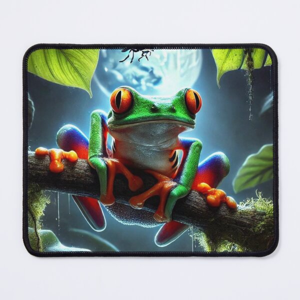 Item preview, Colorful Tree Frog Hunting at Night in the Jungle designed and sold by NocturnalNook.
