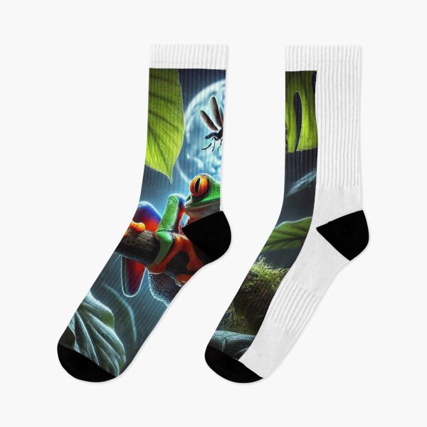 Item preview, Colorful Tree Frog Hunting at Night in the Jungle designed and sold by NocturnalNook.