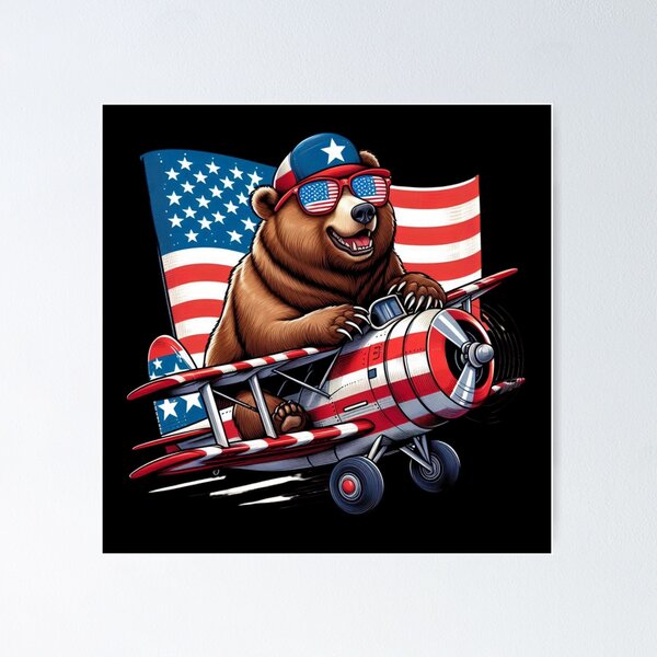 Item preview, The Patriotic Biplane Aviator Bear designed and sold by AmigosFurEver.