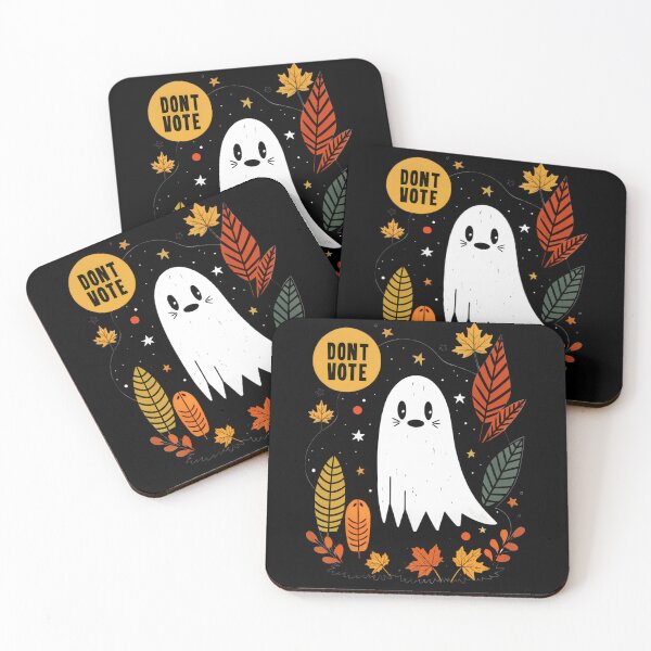 Item preview, Dont Vote Ghost sticker print, autumn style, with leaves, ghost t-shirt, Halloween style, horror designed and sold by Yunasak.