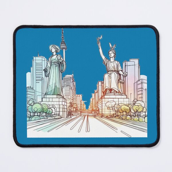 Item preview, Seoul's Statues in 3D Sketches: Blending Art and Urban Vibes, designed and sold by PaintMeWorld.
