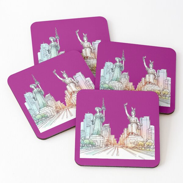 Item preview, Seoul's Statues in 3D Sketches: Blending Art and Urban Vibes,  designed and sold by PaintMeWorld.