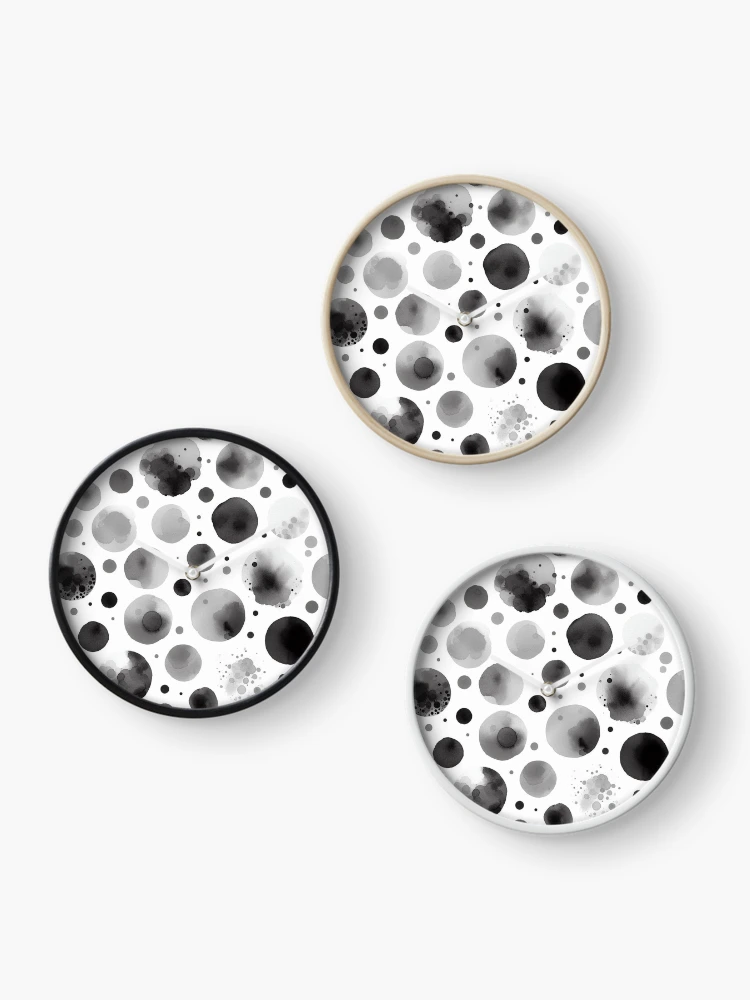 Thumbnail 3 of 4, Clock, Monochrome Ink Splatter Pattern designed and sold by JavisSRDesign.