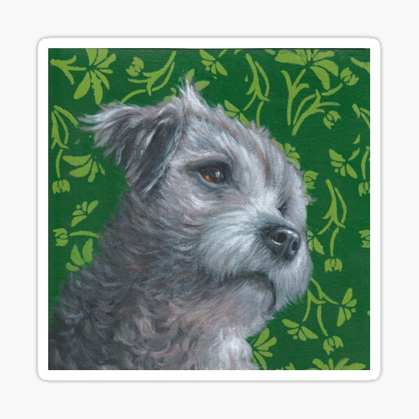 Border Terrier with Floral Background Sticker