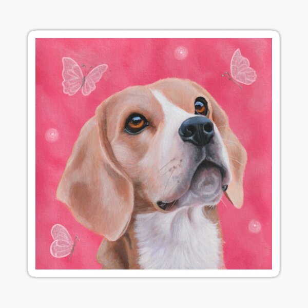 Beagle with Butterflies Sticker