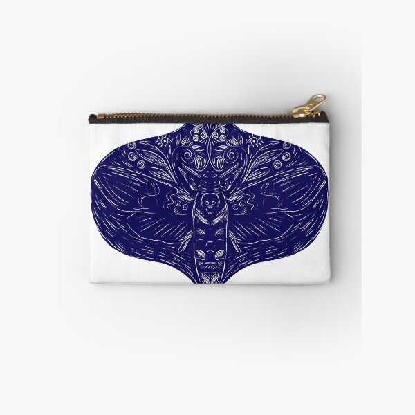 Item preview, Dark Vintage Witchy Gothic Death Moth on Blue designed and sold by aneladesigns.