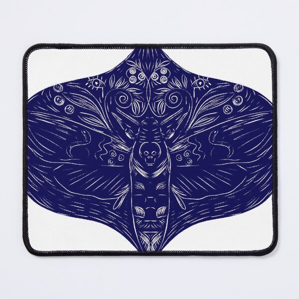 Item preview, Dark Vintage Witchy Gothic Death Moth on Blue designed and sold by aneladesigns.