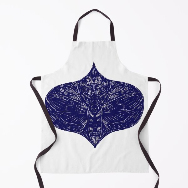 Item preview, Dark Vintage Witchy Gothic Death Moth on Blue designed and sold by aneladesigns.