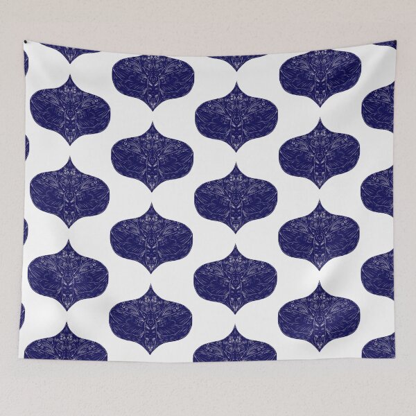 Item preview, Dark Vintage Witchy Gothic Death Moth on Blue designed and sold by aneladesigns.