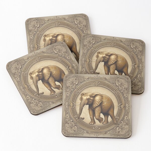 Item preview, Elephant with golden flowers designed and sold by Artchara..