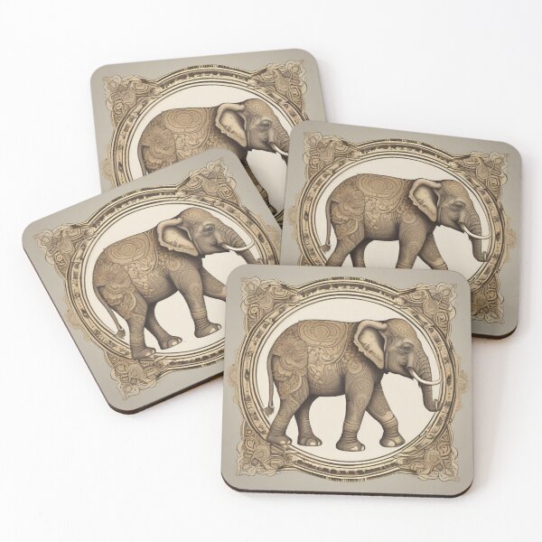 Item preview, Elephant with beautiful golden flowers designed and sold by Artchara..