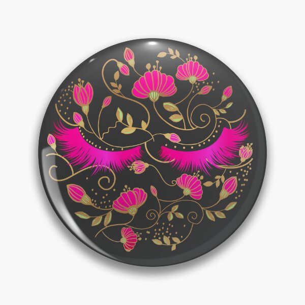 Item preview, Beauty eyelashes hot pink floral design, feminine girly illustration designed and sold by GinyHappyLogo.