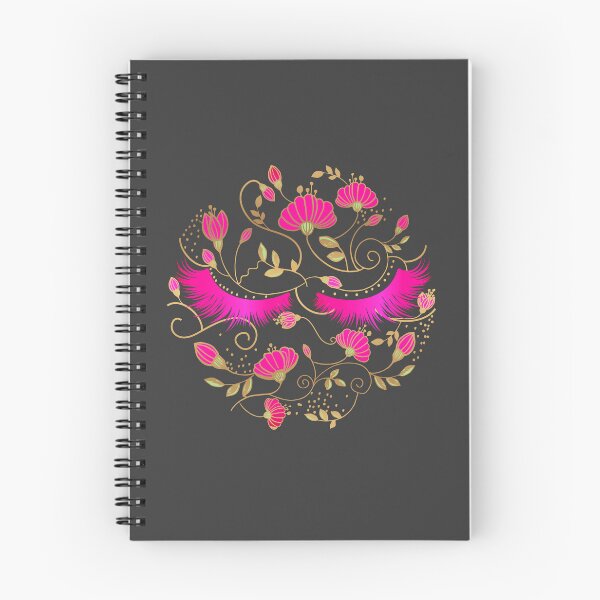 Item preview, Beauty eyelashes hot pink floral design, feminine girly illustration designed and sold by GinyHappyLogo.