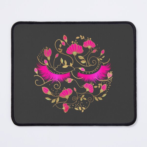 Item preview, Beauty eyelashes hot pink floral design, feminine girly illustration designed and sold by GinyHappyLogo.