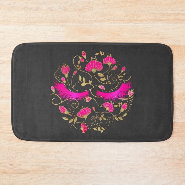 Item preview, Beauty eyelashes hot pink floral design, feminine girly illustration designed and sold by GinyHappyLogo.