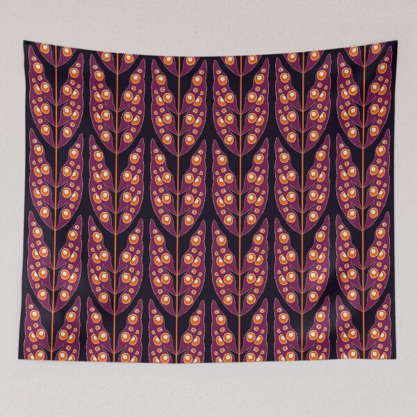 Item preview, Surreal Leaves, Burgundy on black background designed and sold by Alex  Blud.