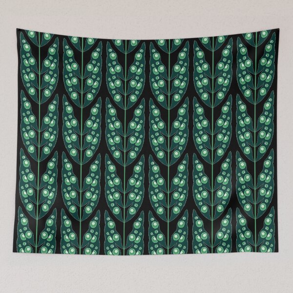 Item preview, Surreal Leaves, Green on black background designed and sold by Alex  Blud.