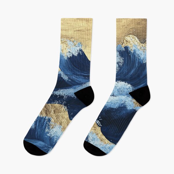 Item preview, Art Deco Wave Sea Blue Gold designed and sold by ArtHouseNiklas.