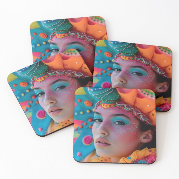 Item preview, Colorful woman in vibrant headdress and face art. designed and sold by Artessie.