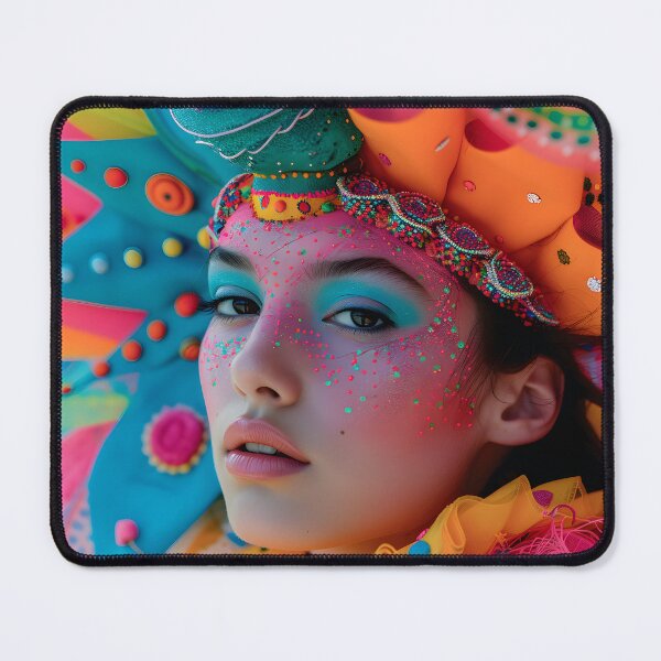 Item preview, Colorful woman in vibrant headdress and face art. designed and sold by Artessie.