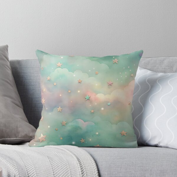 Item preview, Abstract print, pastel colors, sky print, sticker, background, cover, cover gentle, cute green star designed and sold by Yunasak.