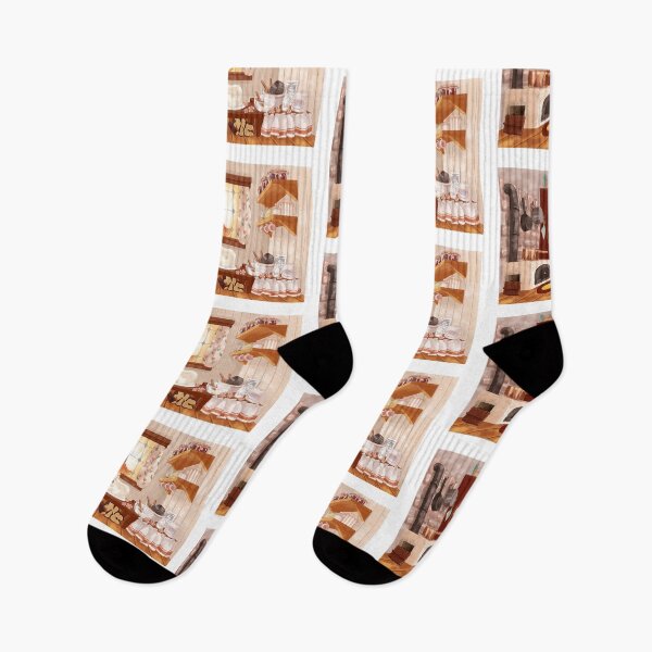 Item preview, Cottagecore Mouse Making a Cake Inside a Cozy Cottage designed and sold by Jieul.