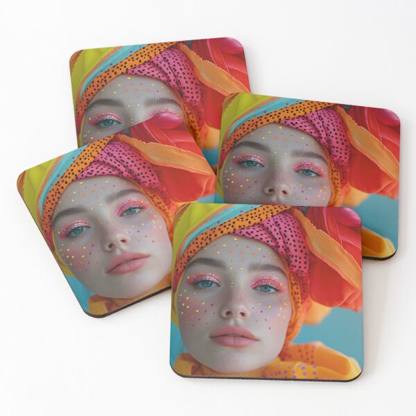 Item preview, Colorful woman in vibrant headdress and face art. designed and sold by Artessie.