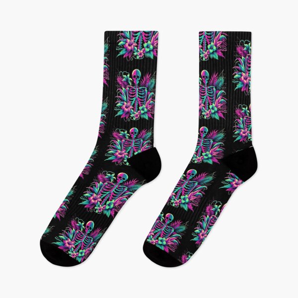Item preview,  Neon Skeleton with Tropical Flowers designed and sold by pumsquare.