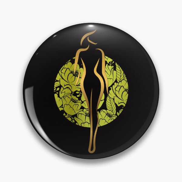 Item preview, Beauty Aesthetics, woman body silhouette, gold green floral lady, beautiful woman designed and sold by GinyHappyLogo.