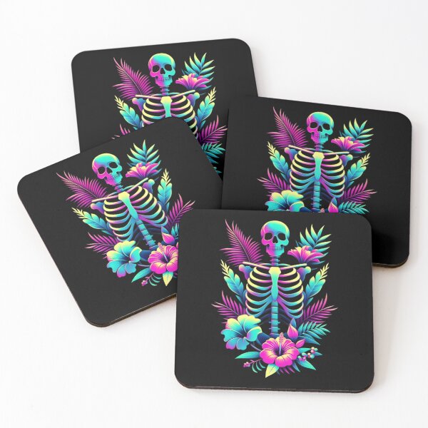 Item preview,  Neon Skeleton with Tropical Flowers designed and sold by pumsquare.