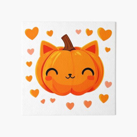 Cute Cat Halloween Pumpkin Head Galeriedruck