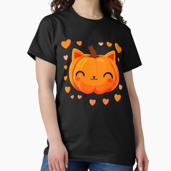 Cute Cat Halloween Pumpkin Head Classic T-Shirt
