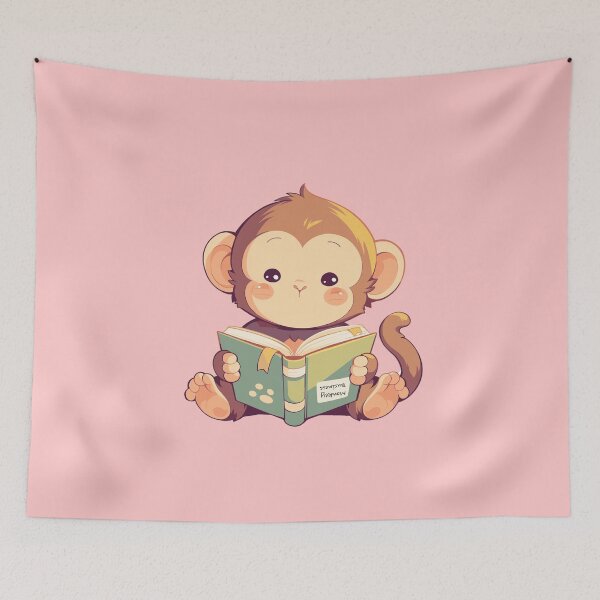 Item preview, Cute Bookish Monkey designed and sold by RetroPrints.
