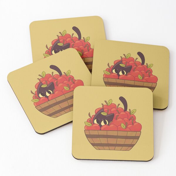 Item preview, Black cat in a bucket of apples designed and sold by Bronwyn Coleman.