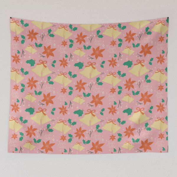 Item preview, Jingle Bells pattern on pink designed and sold by abi bryan design.