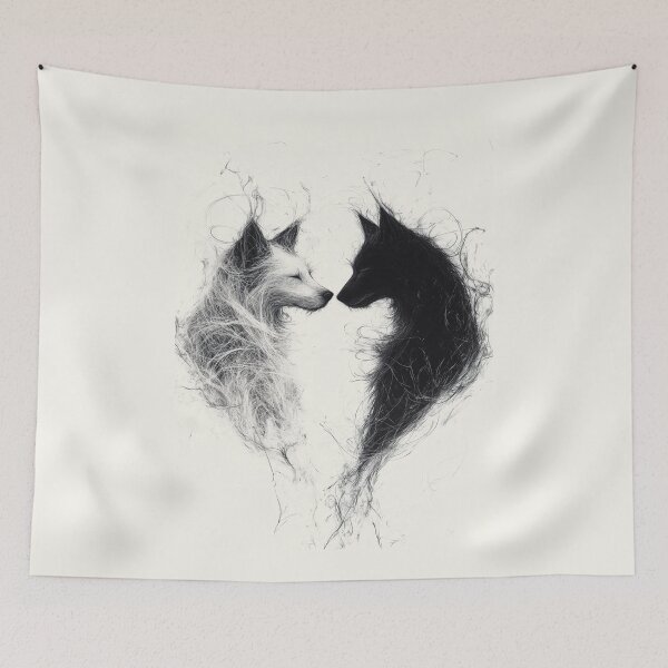 Item preview, Two dogs face to face, black and white minimalist designed and sold by RiriCoShop.