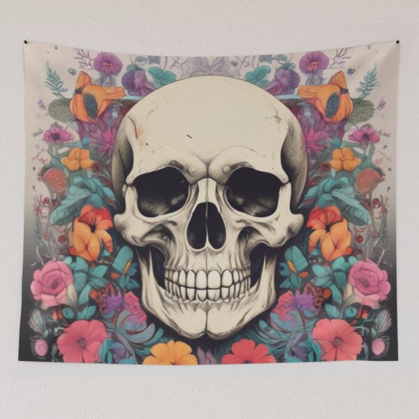 Item preview, skull with flowers designed and sold by diulid.