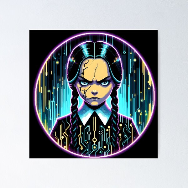 Artikelvorschau, Cyberpunk-Gothic-Mädchen in digitaler Neonkunst entworfen und verkauft von pumsquare.
