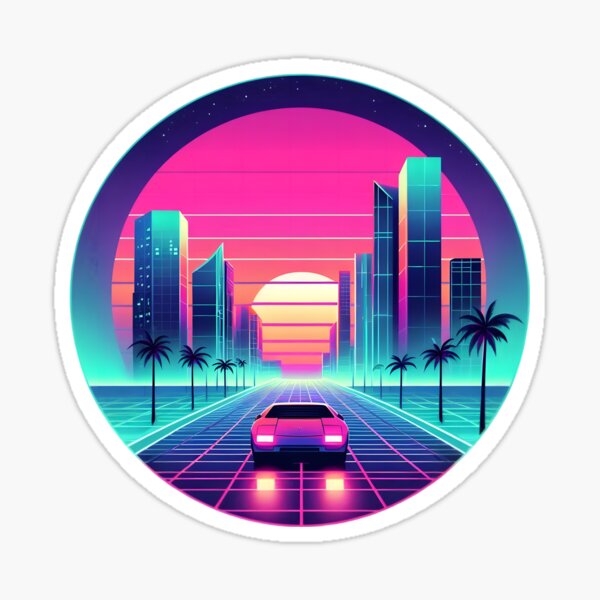 Artikel-Vorschau von Retro-Synthwave-Stadtfahrt, designt und verkauft von pumsquare.