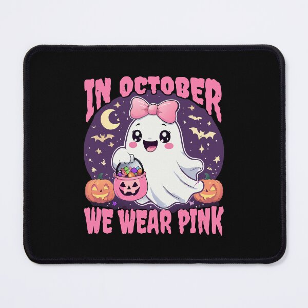 Item preview, In October We Wear Pink: Halloween Ghost Breast Cancer Awareness designed and sold by printmala.