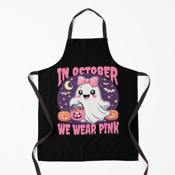 Item preview, In October We Wear Pink: Halloween Ghost Breast Cancer Awareness designed and sold by printmala.