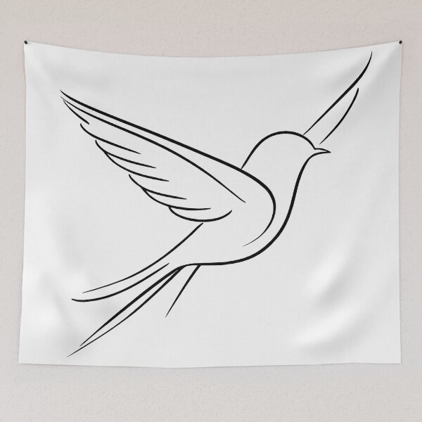 Item preview, Minimalist Small Black Line Art Bird - Elegant and Simple Design for Modern Spaces designed and sold by UniGift.