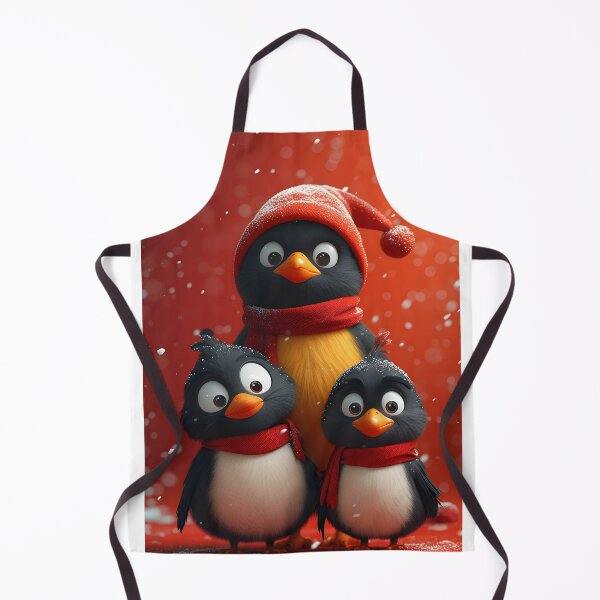 Item preview, Three penguins in festive attire with snowy background designed and sold by Artessie.