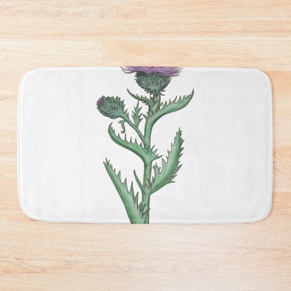 Item preview, Vintage inspired hand painted botanical painting of cluaran  - thistle with Scottish Gaelic translation designed and sold by Mamaidh Made.