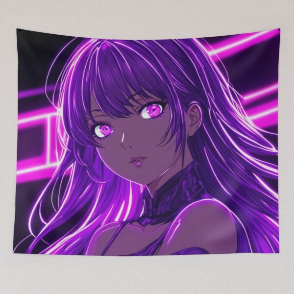 Item preview, Anime neon purple nights designed and sold by AdultAnime.